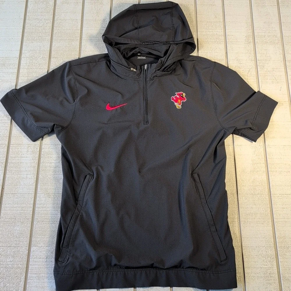 Nike NBA Louisville Cardinals Hoodie Men's Size Large Black Short Sleeve Zipper